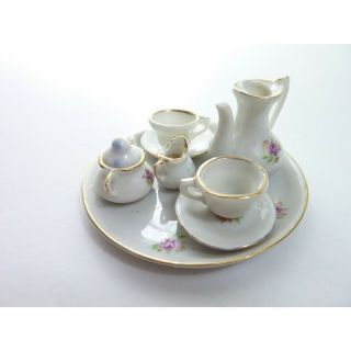 Miniature Collectible Tea Set White With Roses