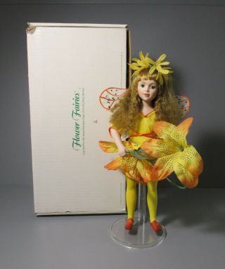 1988 Danbury Cicely Mary Barker " Tiger Lily " Flower Fairies Porcelain Doll