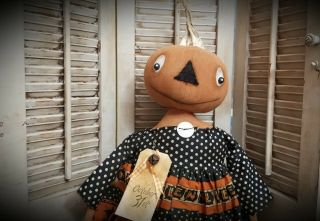Primitive Halloween Pumpkin Doll Orange