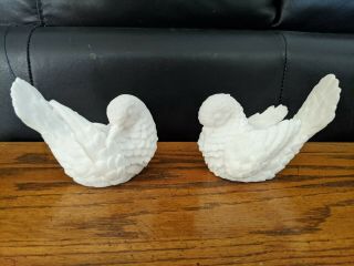 Home Interiors A Santini - Set Of 2 White Alabaster Dove Figurines Made In Italy