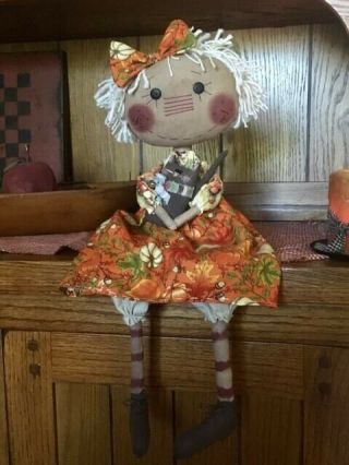 Primitive Raggedy Ann Type Doll,  Autumn,  Folk Art,  Ooak
