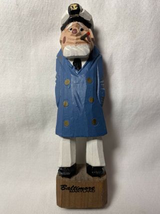 Hand Carved Wood Sea Captain Sailor Nautical Figure Wooden Figurine 6” Baltimore