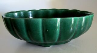 Vintage Dark Green Teal Oval Ribbed Planter 907 Usa Pottery 7.  7 " L X 5 " Wx 2.  75 " T