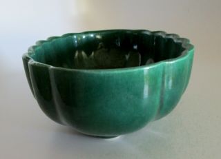 Vintage Dark Green Teal Oval Ribbed Planter 907 USA Pottery 7.  7 