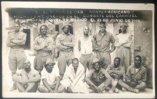 Vintage 1916 Real Photo Postcard,  African American Soldiers,  Mexico,  Prison