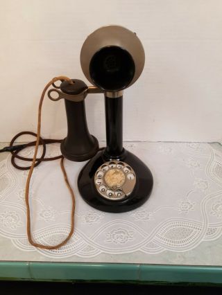 Vintage Antique S C Candlestick Telephone With Clickity Mercedes Dial