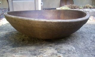 Antique Early Primitive Large Turned Wood Bread Dough 15 " Treen Bowl
