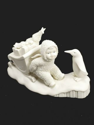Department 56 Snowbabies 1990 68932 Stuck In The Snow Figurine Porcelain Bisque