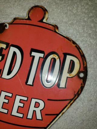 Vintage Red Top Beer Sign Porcelain Jax Blatz Falstaff Lone Star Iroquois Duke 3