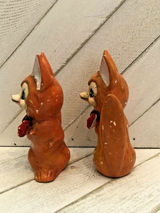 Vintage Fox Salt And Pepper Shakers Red Bow Tie 3