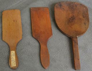Vintage – Antique – Primitive Wood Butter Scoop And Paddles