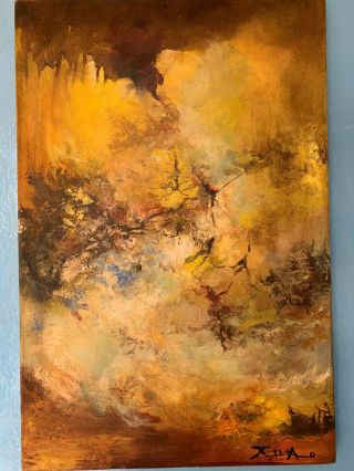Zao Wou Ki Vintage Oil Painting On Canvas,  Signed