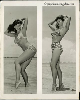 Bunny Yeager Vintage Double Bettie Page Photograph 1954 Sultry Bathing Beauty