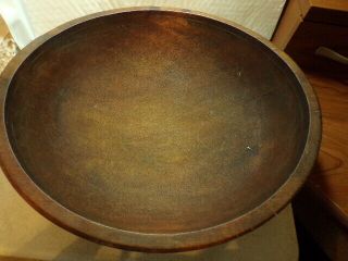 Primitive Turned Wood Out Of Round Dough Bowl Rimmed 14 " Farmhouse