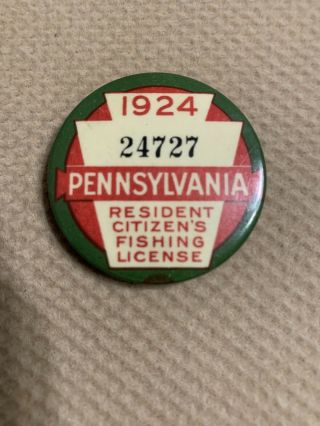 1924 Pa Pennsylvania Fishing License