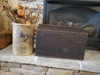 Aafa Old Antique Primitive Dome Top Wood Trunk Box Chest Early 1800 