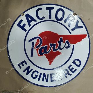 Pontiac Factory Engineered Parts 2 Sided Vintage Porcelain Sign 30 Inches Round