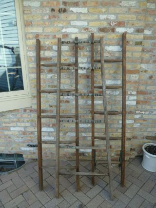 Rustic Vintage Old Wooden Ladder 6 Ft - For Use In Decorating.  Round Rung Wood