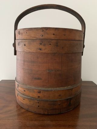 Antique Vintage Wooden Firkin Pantry Sugar Bucket Container Bentwood