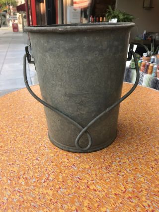 Antique Vintage Galvanized Metal Well Water Bucket With Bale - No 10