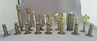 Vintage Abstract - Brutalist Mid Century Metal Chess Set