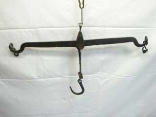 Antique Primitive Hand Forged Wrought Iron Meat Hook Balance Scale Farm Tool