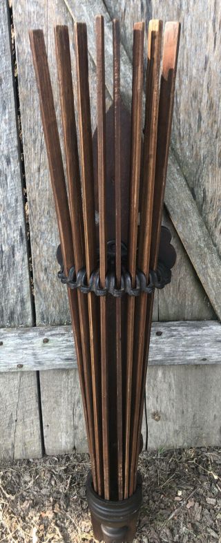 Antique Victorian Solid Wood & Cast Iron Clothes Drying Rack Hanging Vintage 2