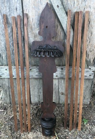 Antique Victorian Solid Wood & Cast Iron Clothes Drying Rack Hanging Vintage 3