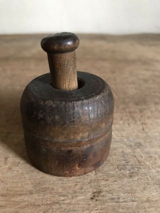 Old Antique Small Wooden Treen Butter Stamp Mold Star Pattern Patina AAFA 2