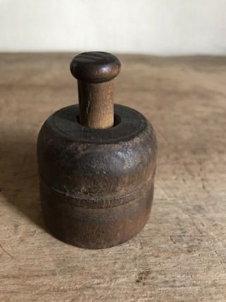 Old Antique Small Wooden Treen Butter Stamp Mold Star Pattern Patina AAFA 3