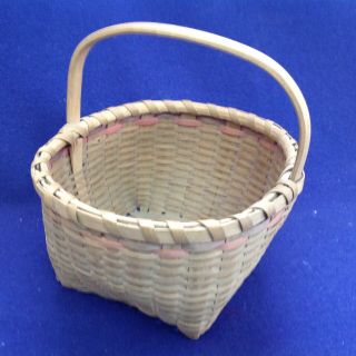 Antique Miniature Shaker Type Cathead Egg Gathering Splint Handled Basket Old