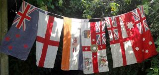 British Flags Bunting X 6 Cotton - Vintage - 33in X 16in