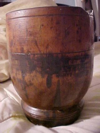 Antique Primitive Large Wooden Mortar & Pestle With Great Patina Old Apothecary