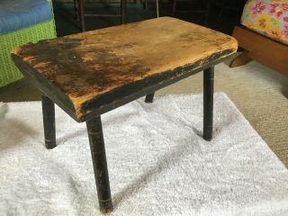 Vintage Small Primitive Wooden Step Stool Country Rustic Old Paint Antique