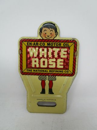 Vintage White Rose (en - Ar - Co Motor Oil) License Plate Topper