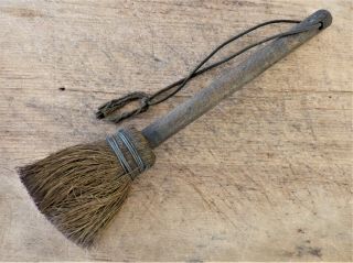 Rare Antique 19th C Shaker Pantry Dark Corn Straw Sample Whisk Broom Brush 8.  25 "