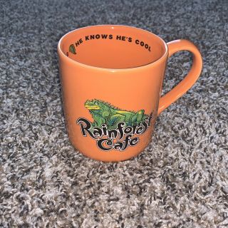 1999 Rainforest Cafe Large Orange Coffee Mug Featuring Iggy,  16oz