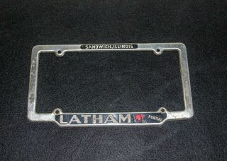 Vintage Sandwich Illinois Pontiac Dealership License Plate Frame Latham