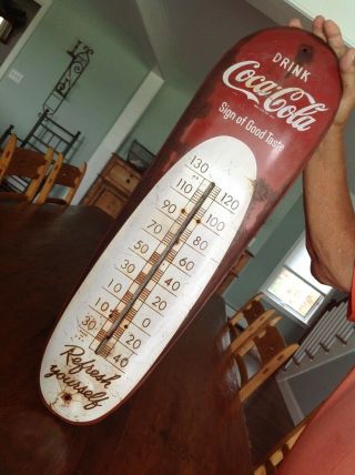 Vintage 1949 Coca Cola Thermometer Sign 30 " Exc. ,