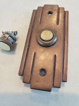 1930s Doorbell Button Solid Bronze Brass Art Deco modern style VTG door bell 20s 3