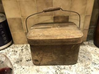 Early Antique Wooden Box With Nail Handle Awesome