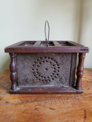 Antique 19th Century Punched Tin Carriage Foot Warmer
