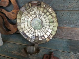 Primitive Antique 18th C Tin Mirror Back Candle Wall Sconce