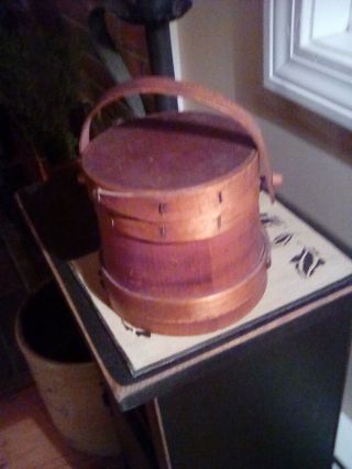 Vintage Primitive Firkin Wood With Handle.  5 Inches