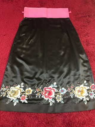 Vintage Chinese Hand Embroidered Women Silk Skirt Embroidery 3