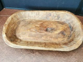 Antique Wooden Dough Bowl Primitive Wood Tray Trencher C 20 "