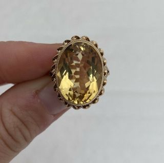 9ct Gold Exceptional 12ct Citrine Vintage Large Heavy Ring 5.  8 Grams 9k 375.