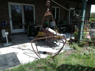 Antique Grapple Hay Hook Vintage Farm Barn Tool 4 Prongs W/pulley