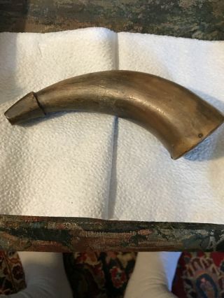 Revolutionary War 18th Century Powder Horn Small Priming Horn 6 1/2 Inch Carved