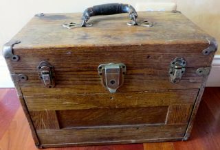 Vintage Wooden 5 Drawer Machinist Tool Box / Chest